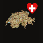 Switzerland Flag Heart Map Fitted AA T-Shirt