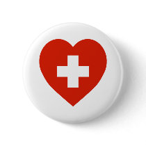 Switzerland Flag Heart buttons by Vexillophile Switzerland Flag Heart buttons
