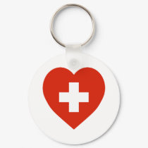 Switzerland Flag Heart keychains by Vexillophile Switzerland Flag Heart keychains