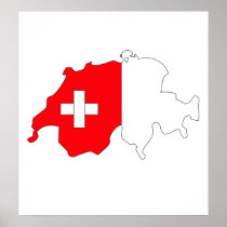 Switzerland Flag Map full size Poster