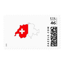Switzerland flag map postage