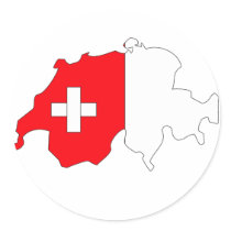 Switzerland flag map round sticker