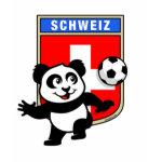 This adorable little panda is too cute! He's featured in front of a large flag from Switzerland and ready to play football and score some goals. This cute design is perfect for football players and soccer fans.