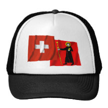 Switzerland & Glarus Waving Flags Mesh Hat