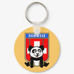 This adorable little panda is too cute! He's featured in front of a flag from Switzerland and getting ready to do a gymnastics routine on the rings. This cute design is perfect for gymnasts and gymnastics fans.