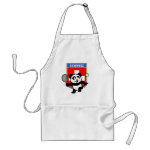 This adorable little panda loves to get out on the court and hits some balls. Panda plays in front of a large flag of Switzerland. This is a great design for anyone who loves to play tennis, watch tennis or just loves cute pandas.