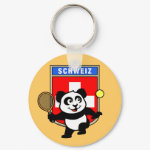 This adorable little panda loves to get out on the court and hits some balls. Panda plays in front of a large flag of Switzerland. This is a great design for anyone who loves to play tennis, watch tennis or just loves cute pandas.