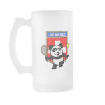 This adorable little panda loves to get out on the court and hits some balls. Panda plays in front of a large flag of Switzerland. This is a great design for anyone who loves to play tennis, watch tennis or just loves cute pandas.
