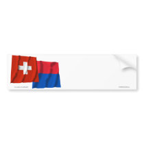 Switzerland & Ticino Waving Flags Bumper Sticker