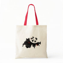Switzerland Trendy Peace Sign with Swiss map Canvas Bags