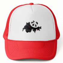 Switzerland Trendy Peace Sign with Swiss map Trucker Hat