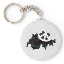 Switzerland Trendy Peace Sign with Swiss map Keychains