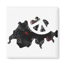Switzerland Trendy Peace Sign with Swiss map Magnet