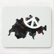 Switzerland Trendy Peace Sign with Swiss map Mousepad