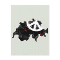 Switzerland Trendy Peace Sign with Swiss map Postcard