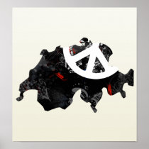 Switzerland Trendy Peace Sign with Swiss map Print