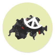 Switzerland Trendy Peace Sign with Swiss map Sticker