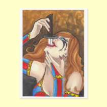 Sword Swallower circus & side show postcard art