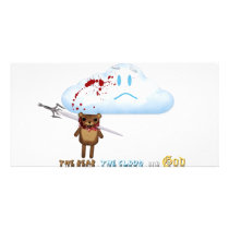Sword through bear's head and cloud picture card