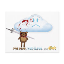 Sword through bear's head and cloud postcards