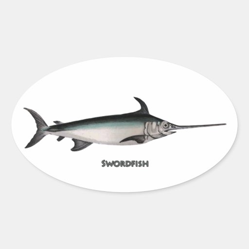 Swordfish Logo Oval Sticker Zazzle