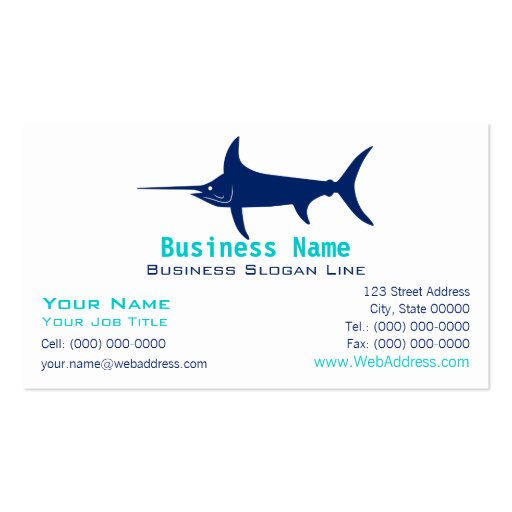 Swordfish Silhouette Business Card (front side)