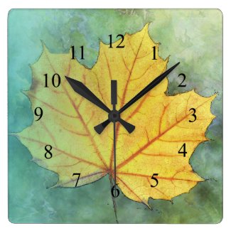 Sycamore Maple Autumn Leaf Round Clocks