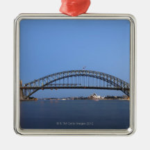 Sydney Harbour Bridge and Opera House at dusk Christmas Ornaments