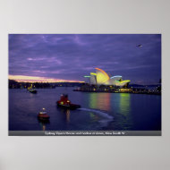 Sydney Opera House and harbor at dawn, New South W print