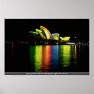 Sydney Opera House with Olympic lights, New South print
