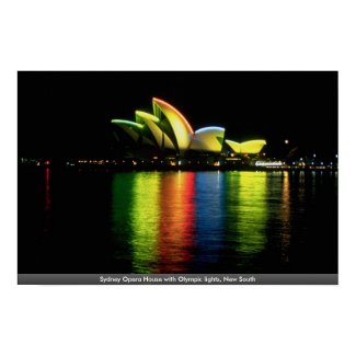 Sydney Opera House with Olympic lights, New South print