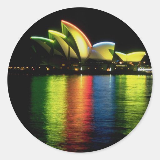 Sydney Opera House with Olympic lights, New South Round Sticker