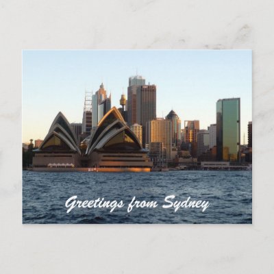 sydney opera skyline postcard