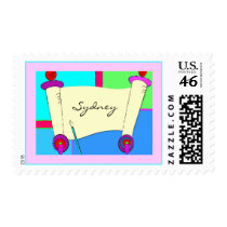 Sydney Robin bat mitzvah invitation stamp