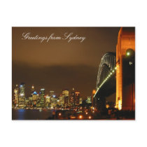 Sydney skyline at night postcards
