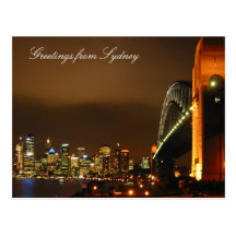 sydney skyline at night postcard