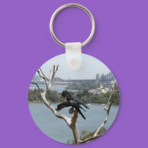 Sydney View and Black Cockatoos keychains by sharonsphotography Sydney View and Black Cockatoos keychains