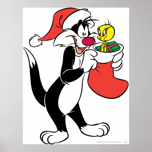Sylvester Cat with stocking Posters