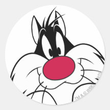 Sylvester Red Nose Face Round Stickers