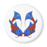Symbol for Love Koi Carp Fishes with Heart Figure Magnet