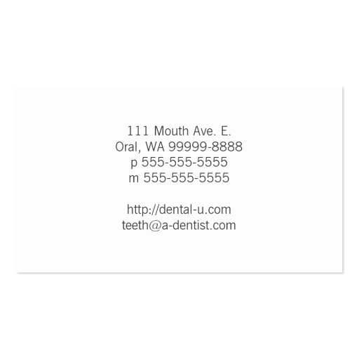 Symbolic Tooth Business Card Template (back side)