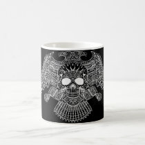 skull, skulls, gun, guns, bullet, bullets, design, art, al rio, rap, Caneca com design gráfico personalizado