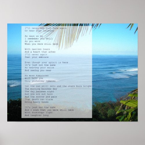 Sympathy and Grief Poem- Hawaii Sea print
