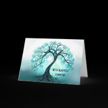 Sympathy Blue Tree of Life Thank You card cards