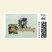 Sympathy card, antique style stamps