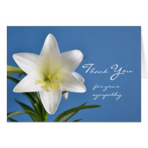 Sympathy Memorial Thank You Note Card, Easter Lily