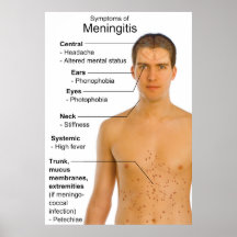 Symptoms Chart of Inflammation Disease Meningitis Print