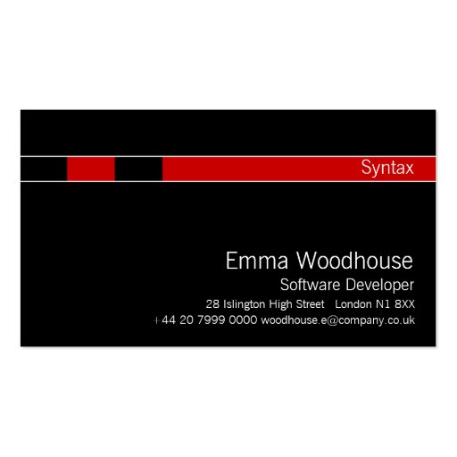 Syntax Black & Red Business Card (front side)