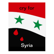 Syria Flag waving with blood red tears Post Card