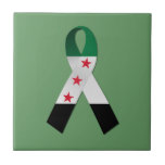 Syria National Flag Awareness Ribbon Ceramic Tile
